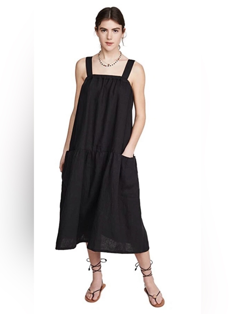 NWT Suzie Kondi Black A Line Pocket Dress Small Made USA